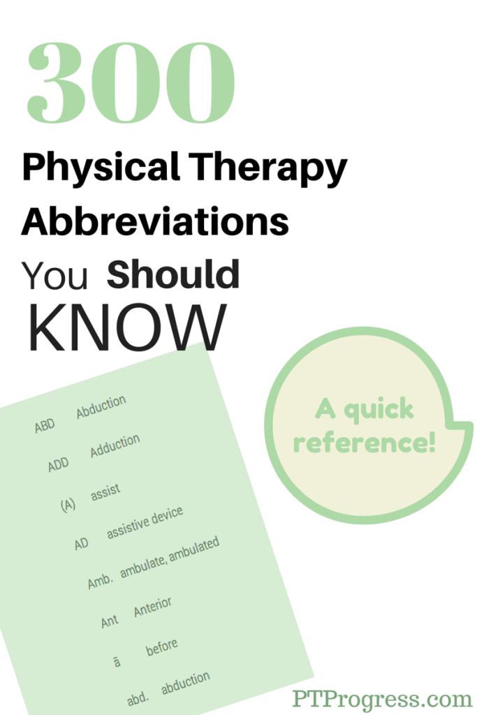 Common Physical Therapy Abbreviations